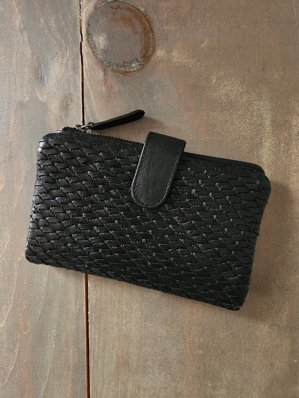 Vilenca Holland Woven Leather Wallet Snap Zip